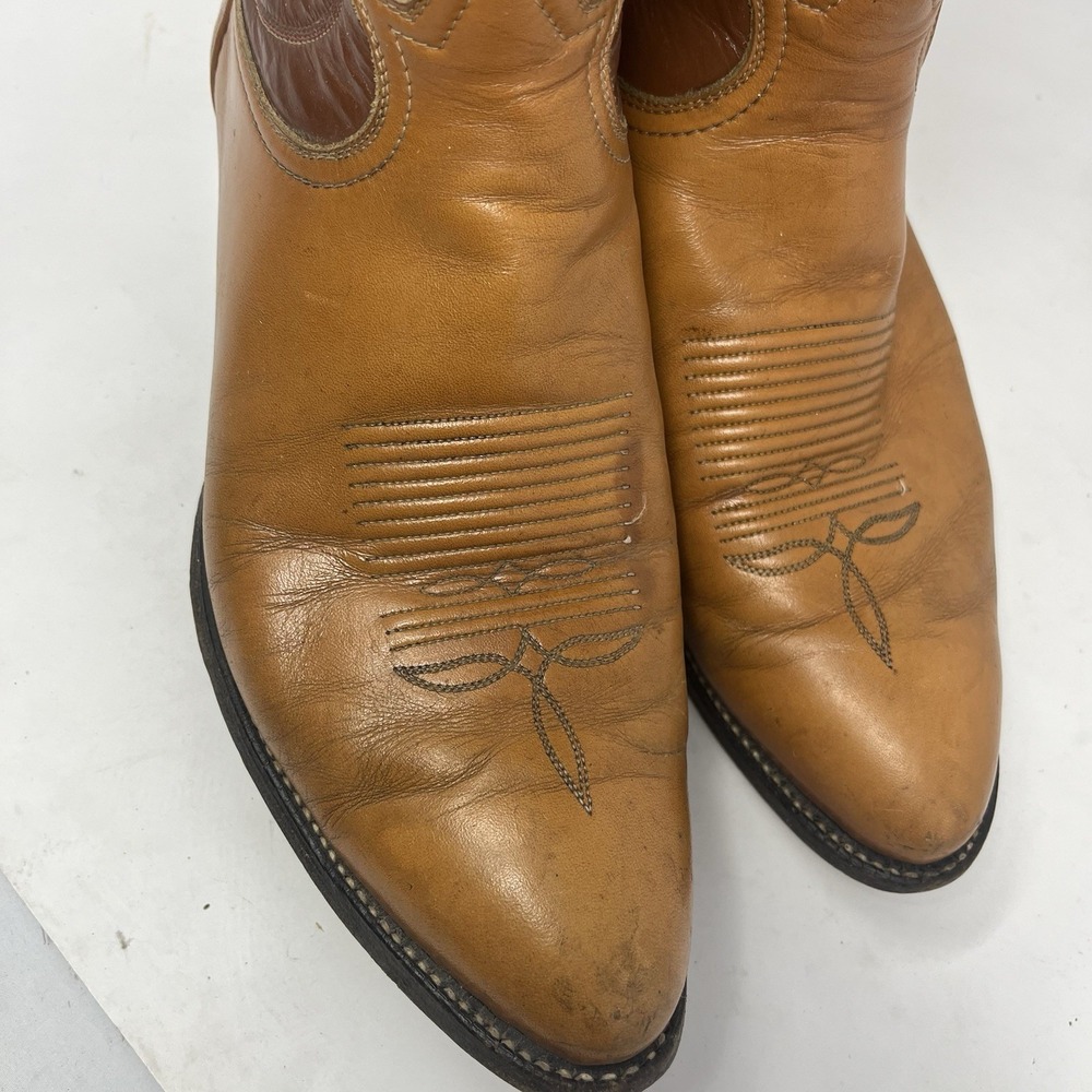 VTG Tony Lama Cowboy Boots Brown Leather Western Mens Size 10.5 D Two Tone 7145 - Picture 3 of 16